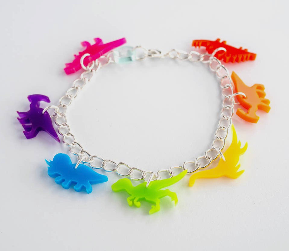 Rainbow Dinosaur Charm Bracelet