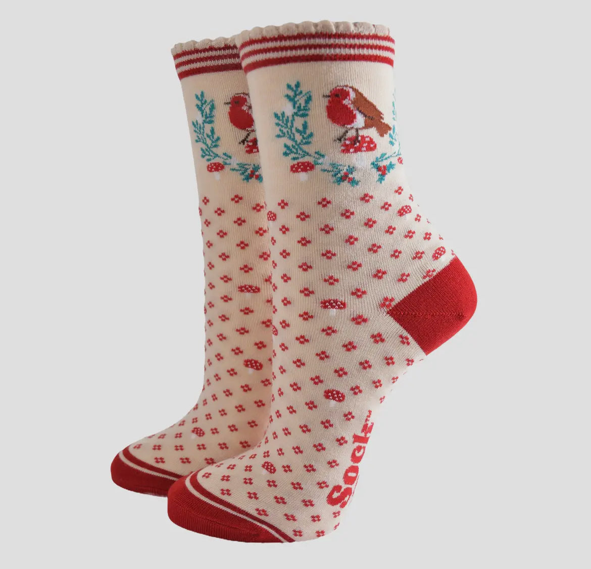 Women's Bamboo Christmas Robin Socks