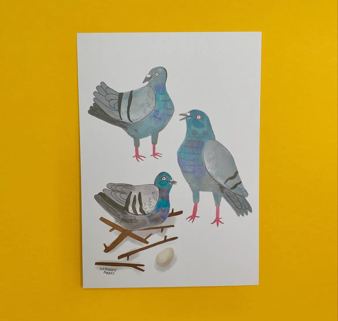 Pigeon Party Pals Digital Art Print