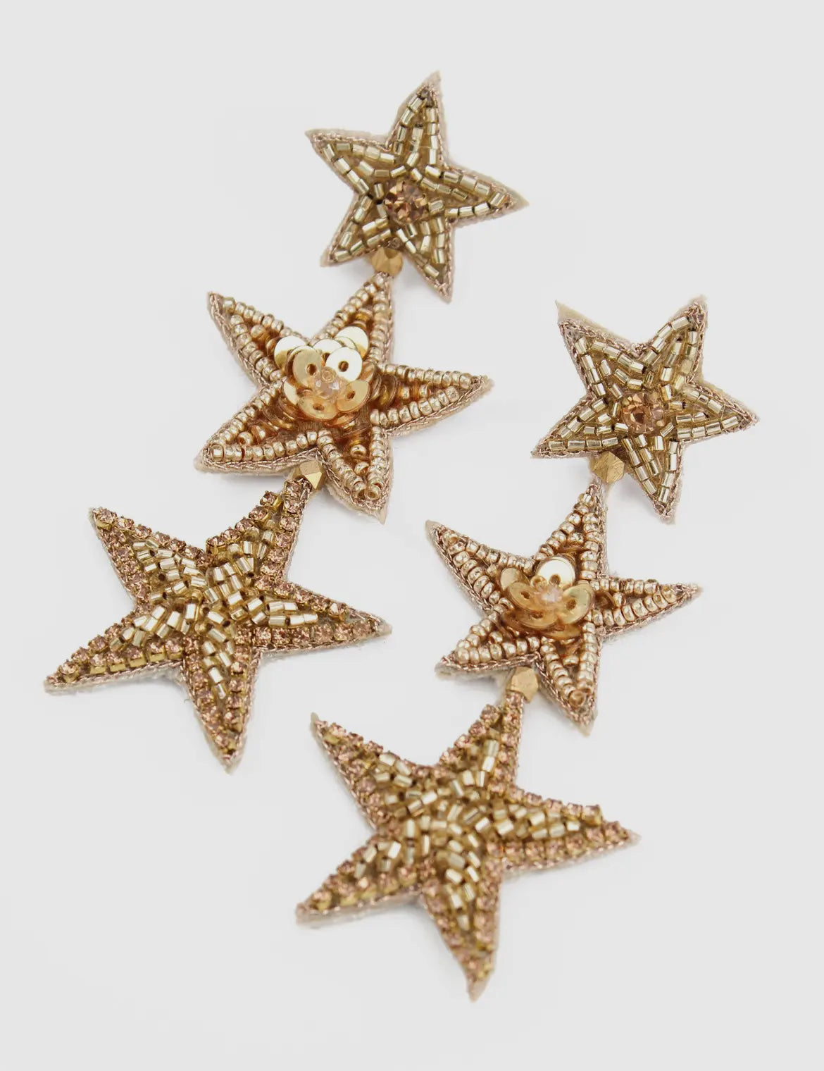 Triple Gold Star Earrings