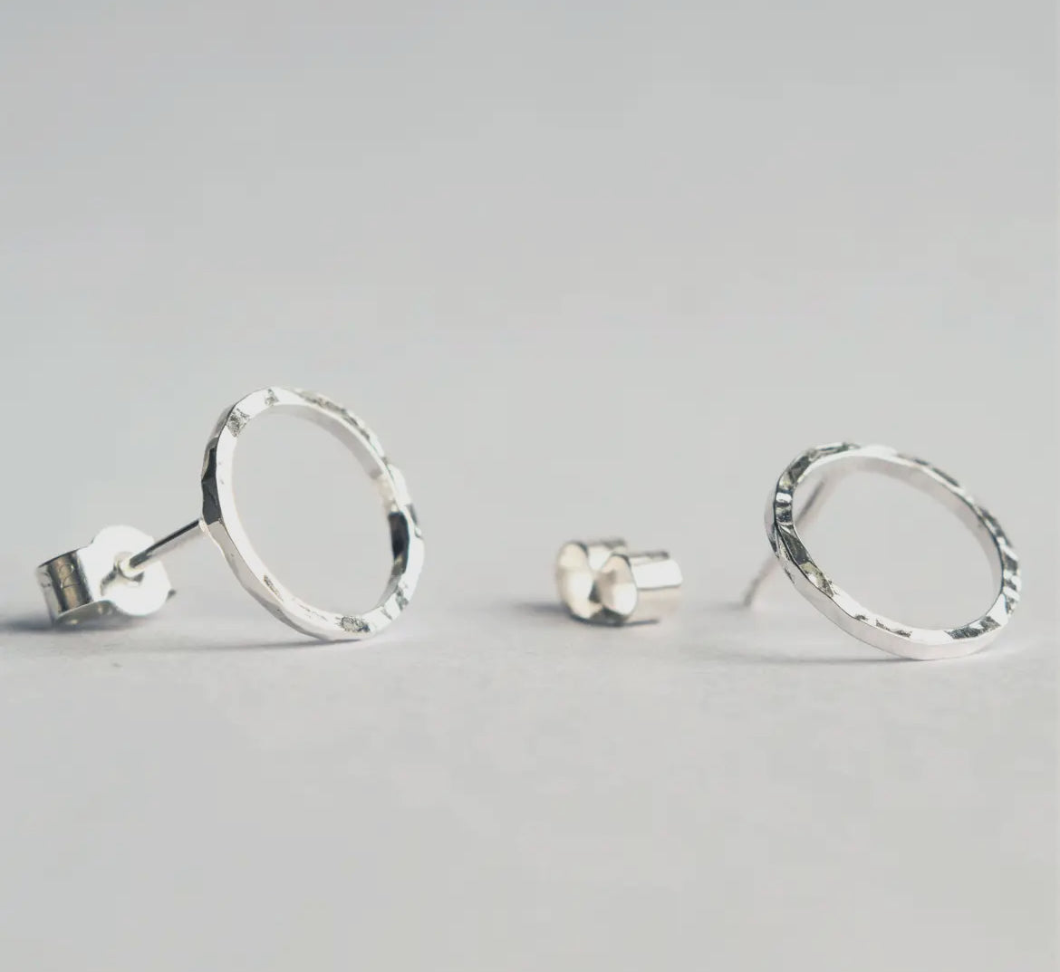 Dimple Hammered Circle Studs