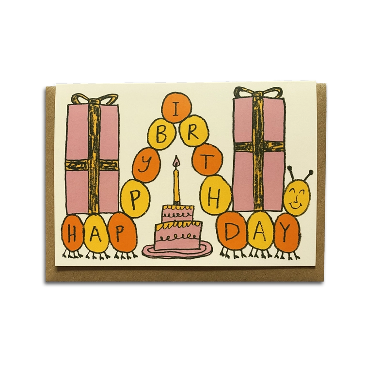 Happy Caterpillar Birthday Card