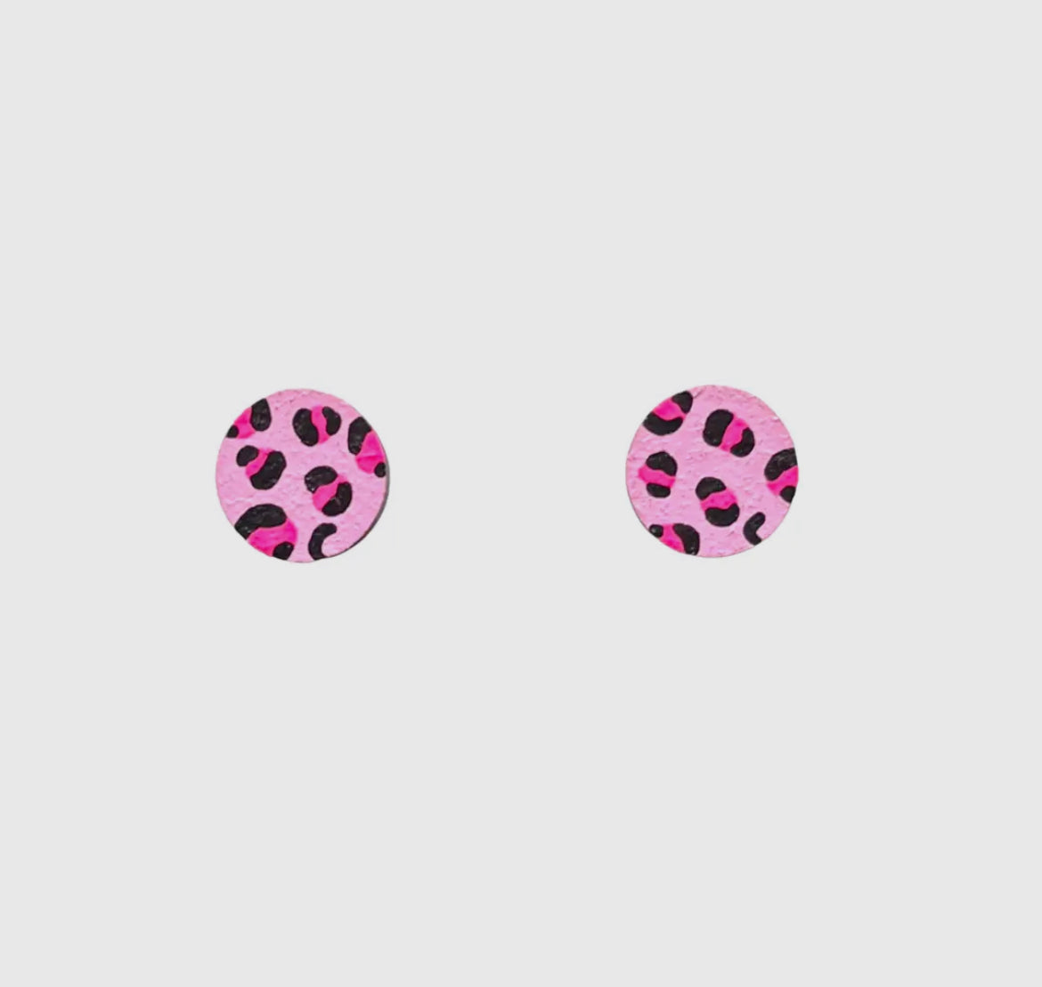 Mini Leopard Print Circle Stud Earrings