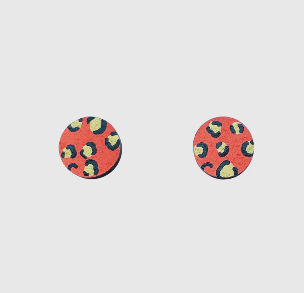 Mini Leopard Print Circle Stud Earrings