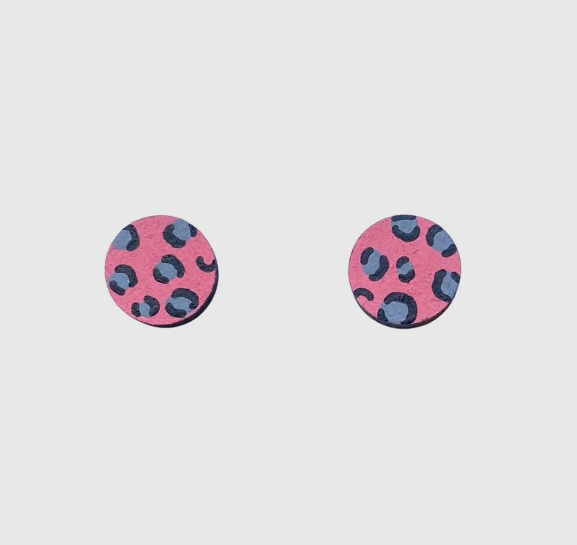 Mini Leopard Print Circle Stud Earrings