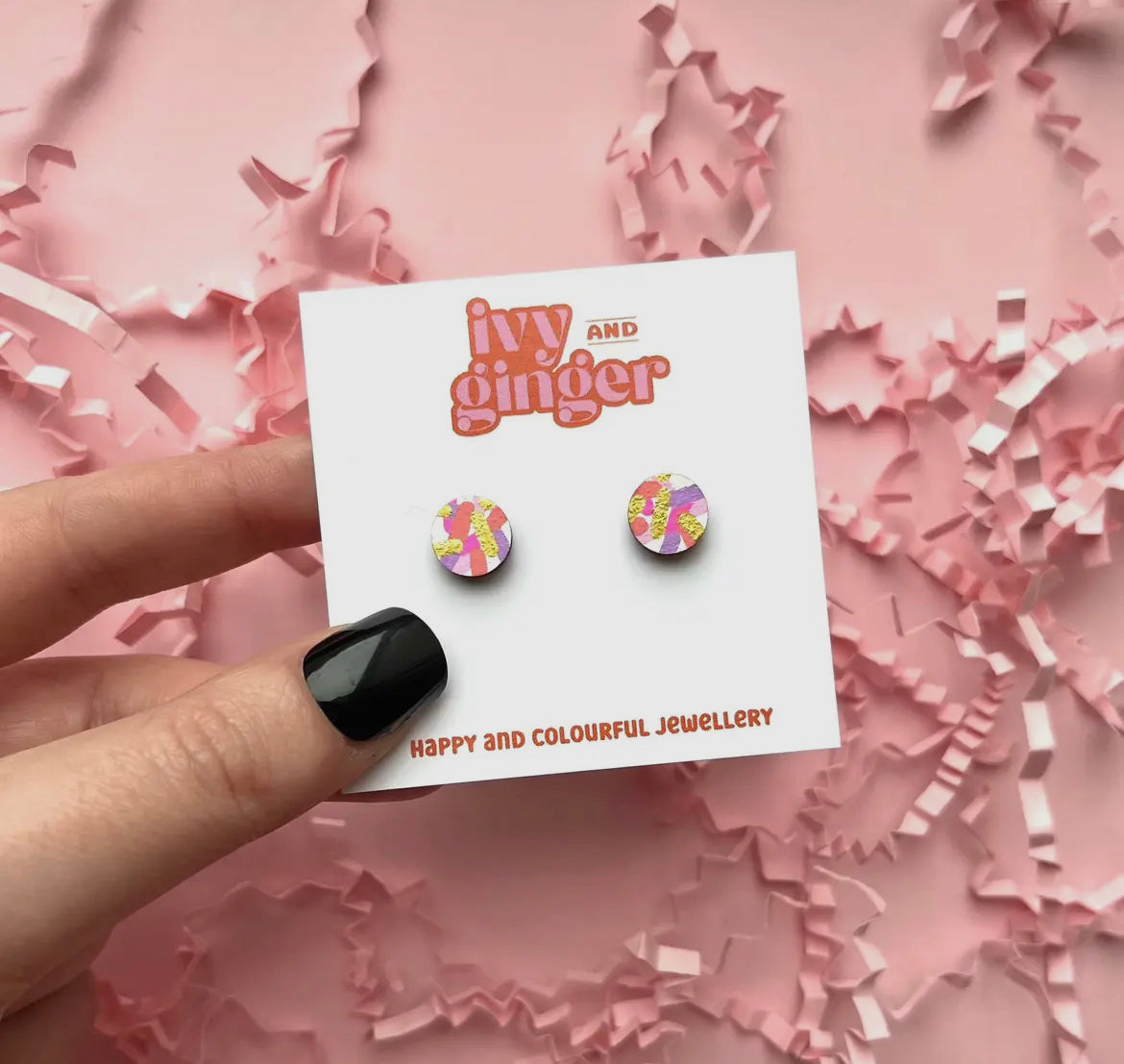 Mini Pink Confetti Stud Earrings