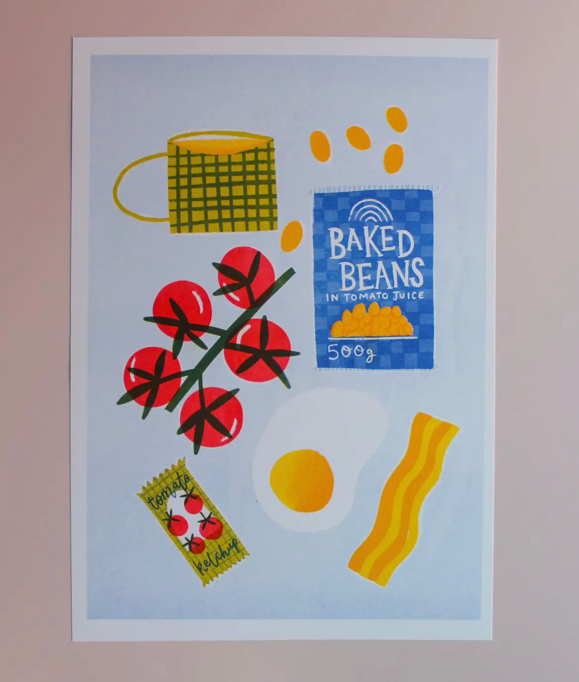 Breakfast Fry Up Risograph A4 Print