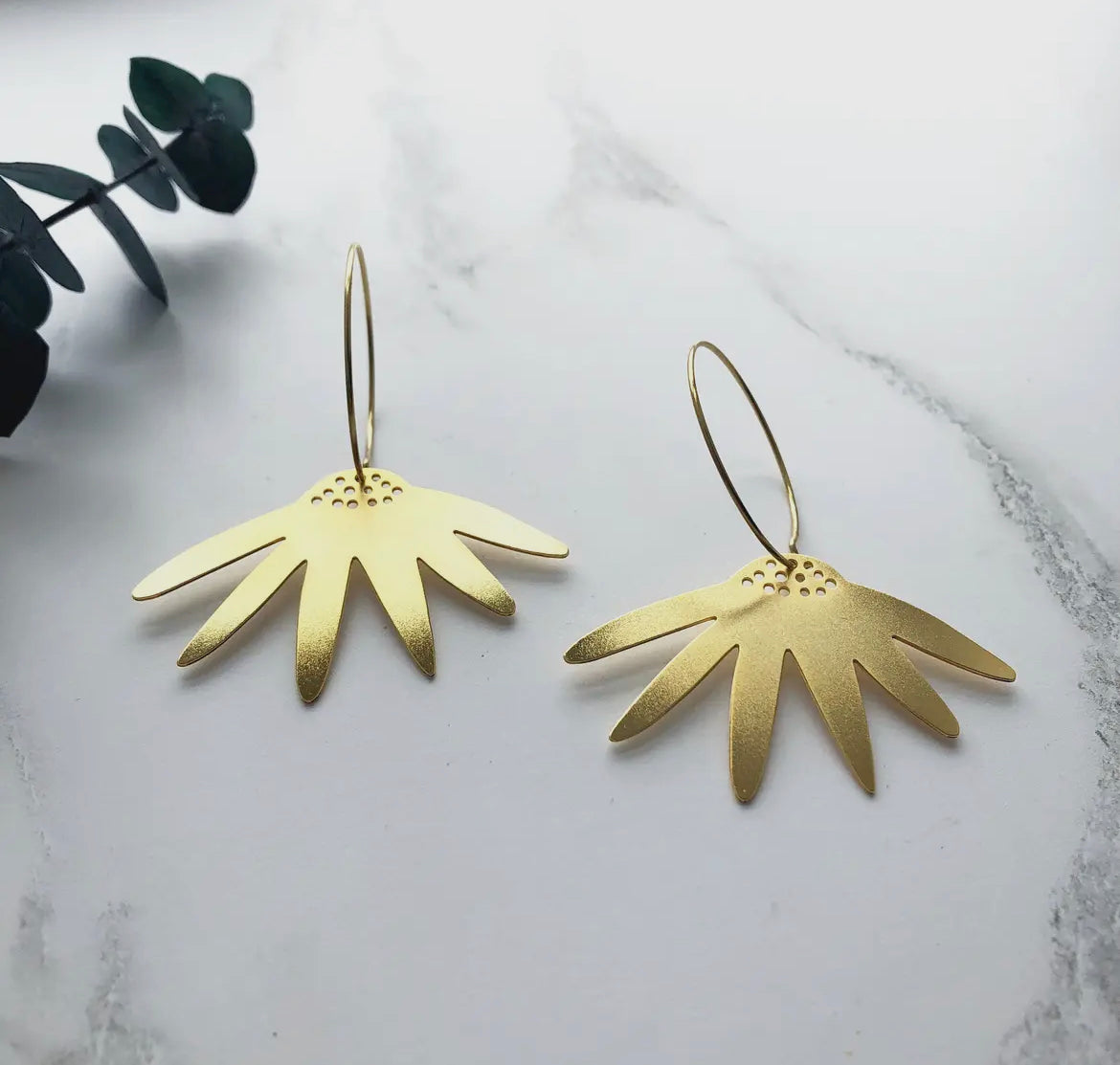 Gold Daisy Hoop Earrings