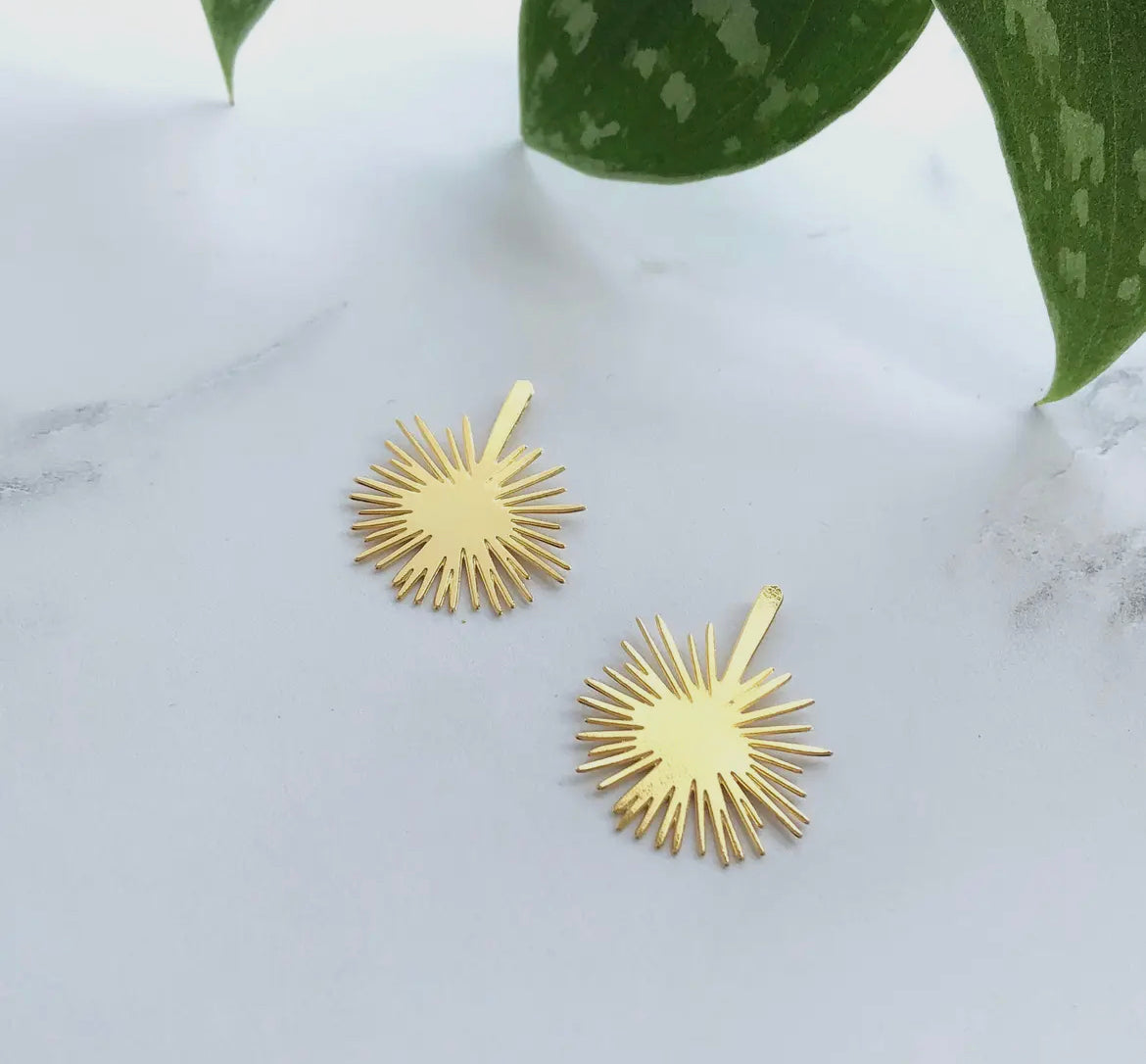 Gold Palm Leaf Stud Earrings