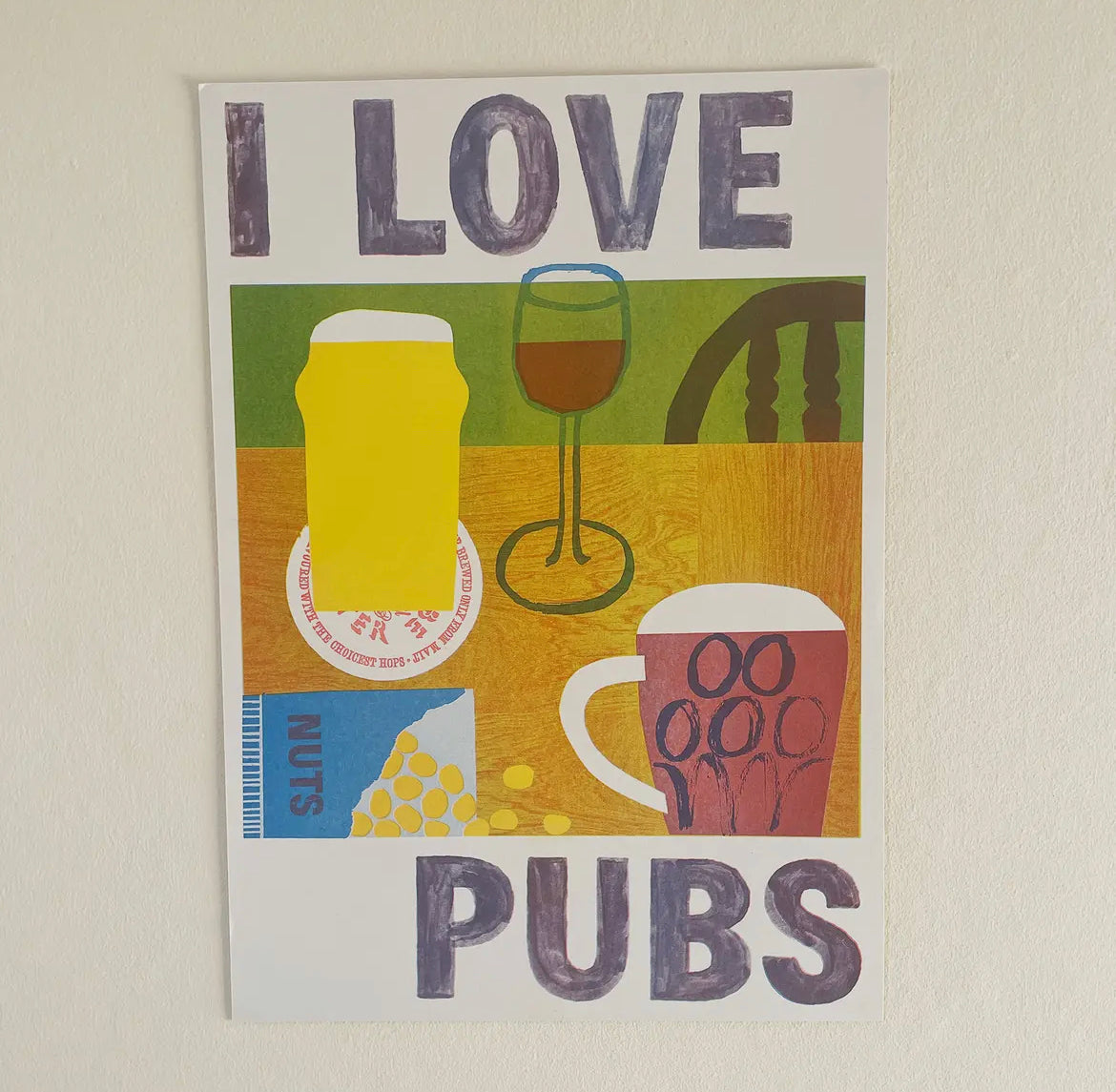 I Love Pubs A3 Risograph Print