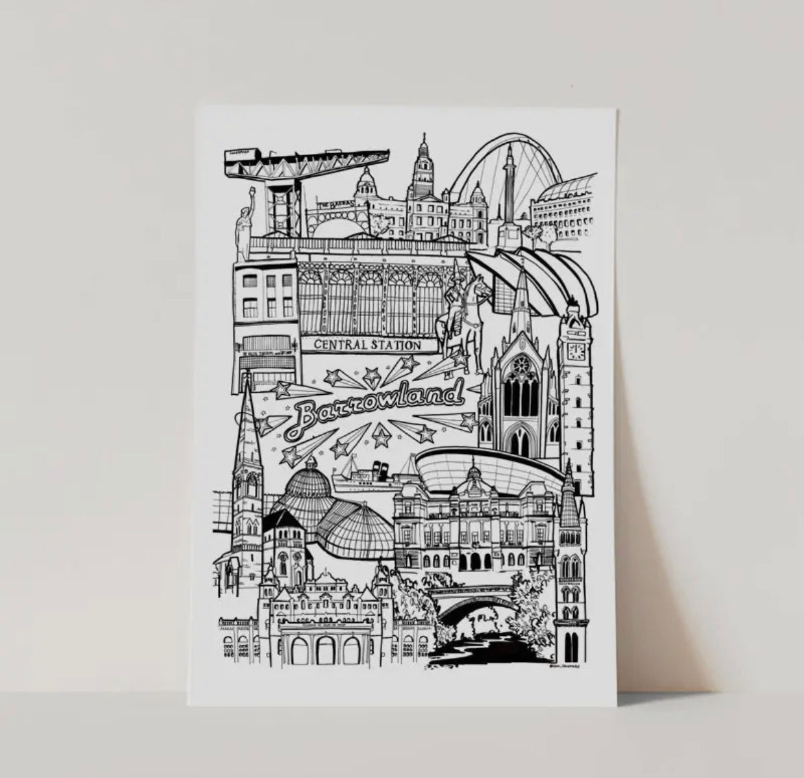 Glasgow Landmark Skyline Print