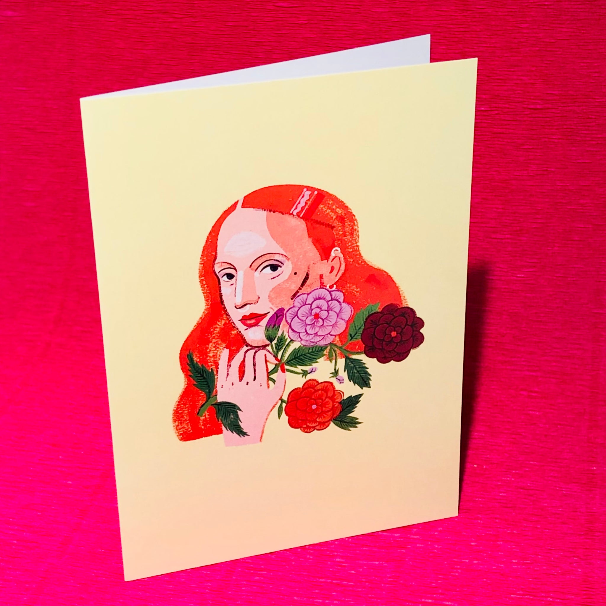 Floral Redhead Greetings Card