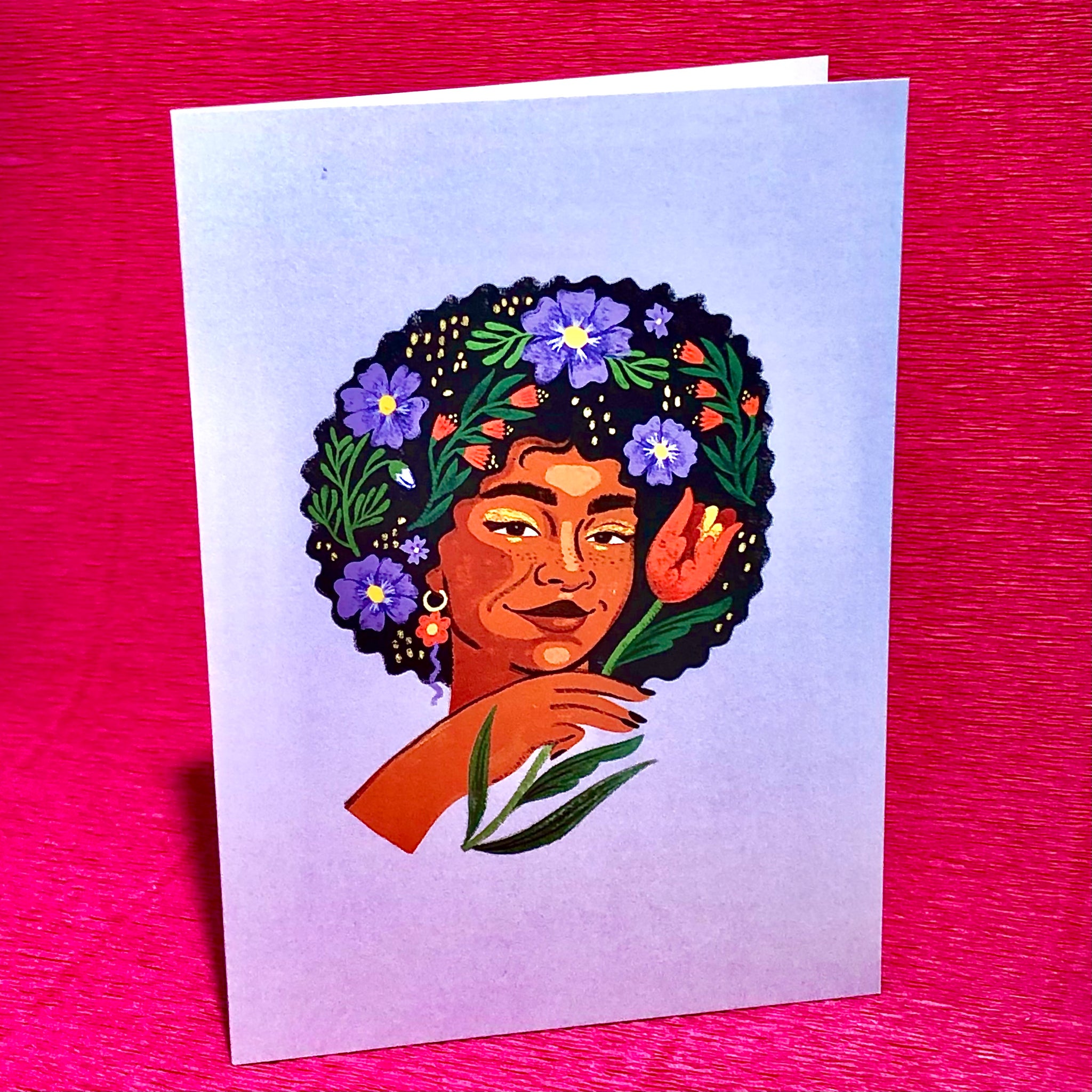 Floral Afro Greetings Card