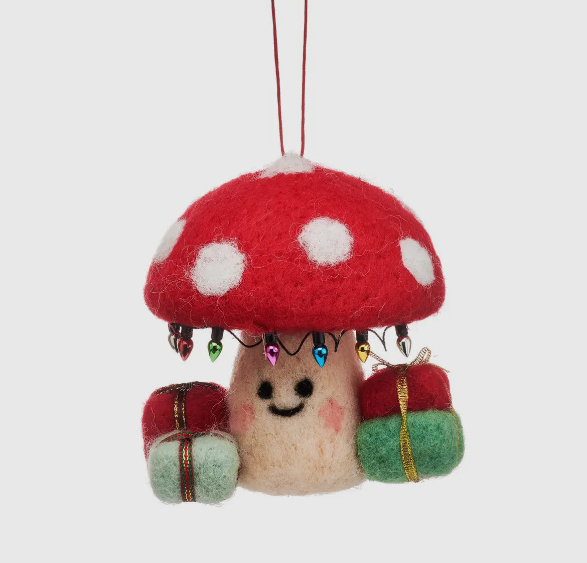 Mushroom with Presents Felt Hanging Decoration