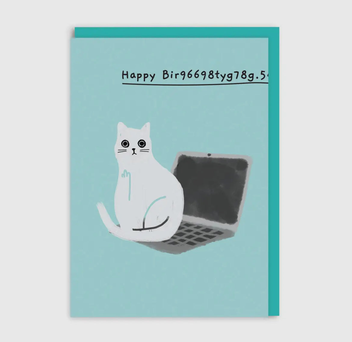 Laptop Cat Birthday Card