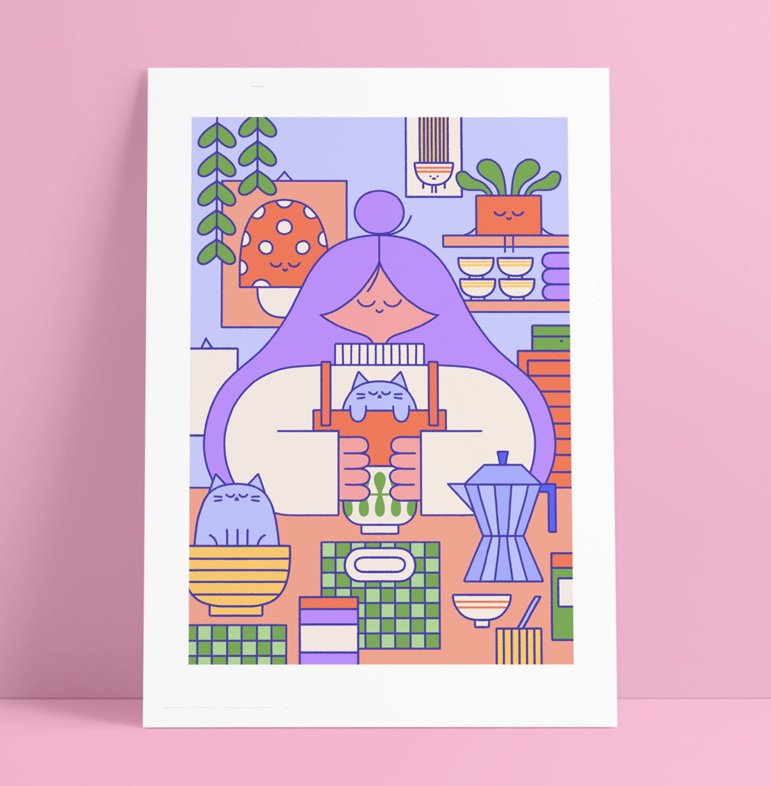 Living With Cats Print