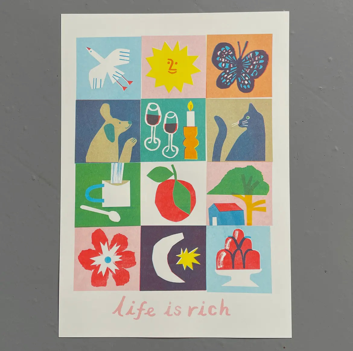 Life is Rich A3 Risograph Print