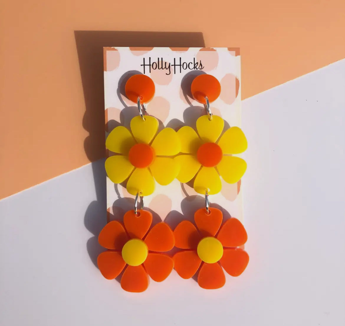 Colourful Double Flower Retro Earrings