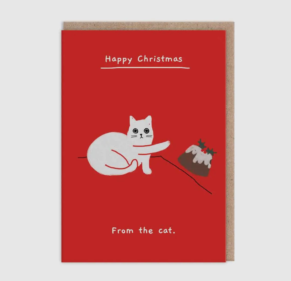 Cat Pudding Christmas Card