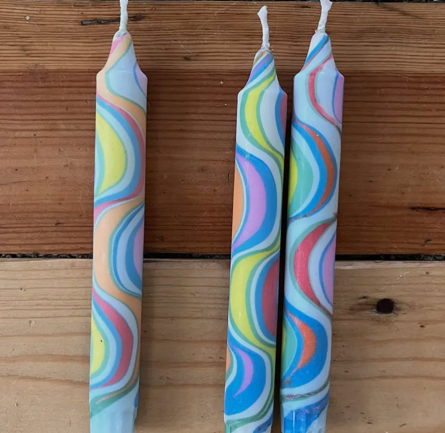 Rainbow Marble Candle