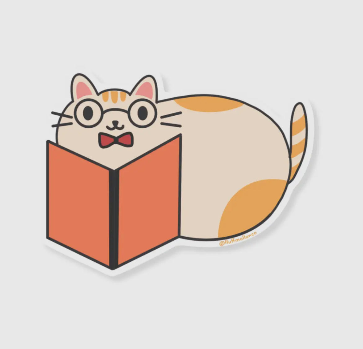 Kawaii Cat Reading Book Vinyl Sticker