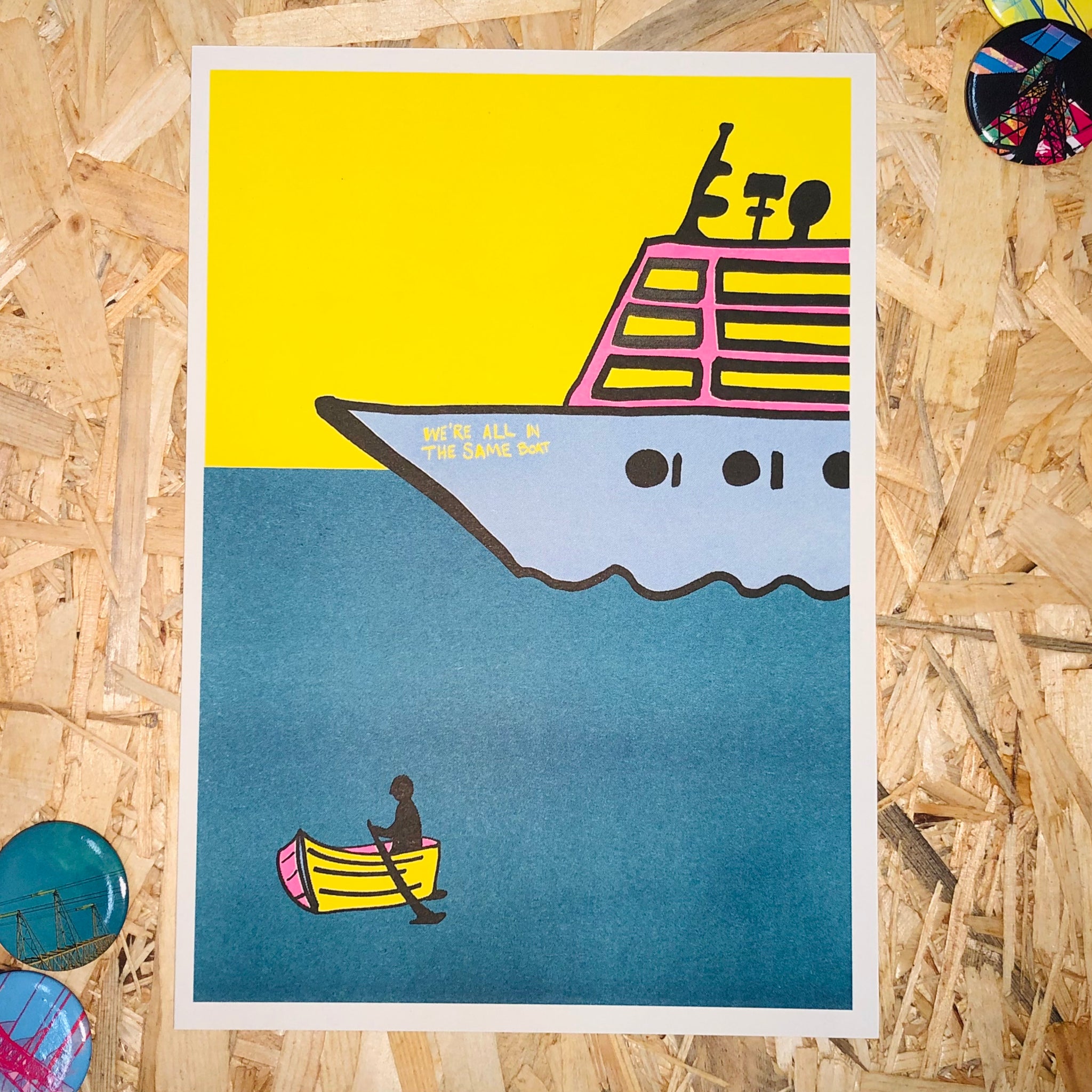 We're All in the Same Boat Riso Print