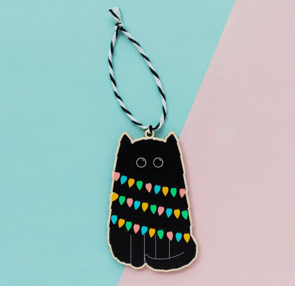 Black Cat Wooden Christmas Tree Decoration