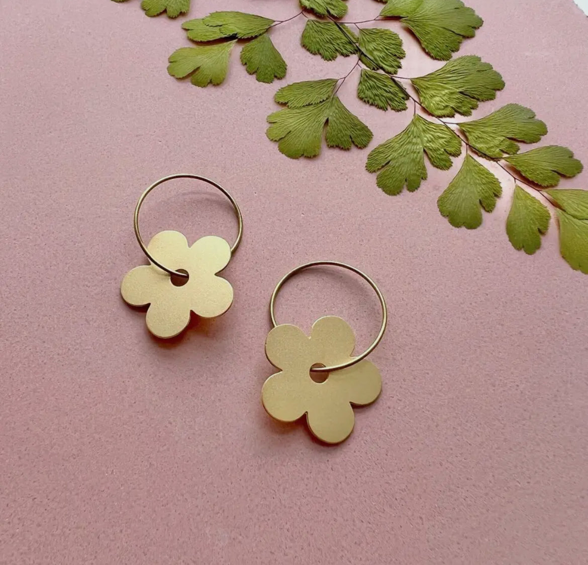 Flower Hoop Earrings