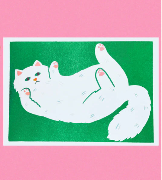 Stretching Cat Riso Print