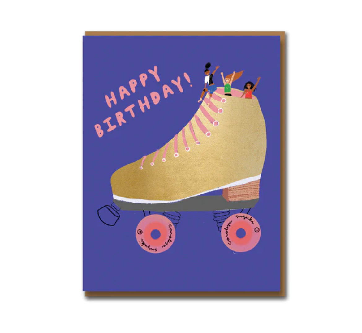 Golden Skater Birthday Card