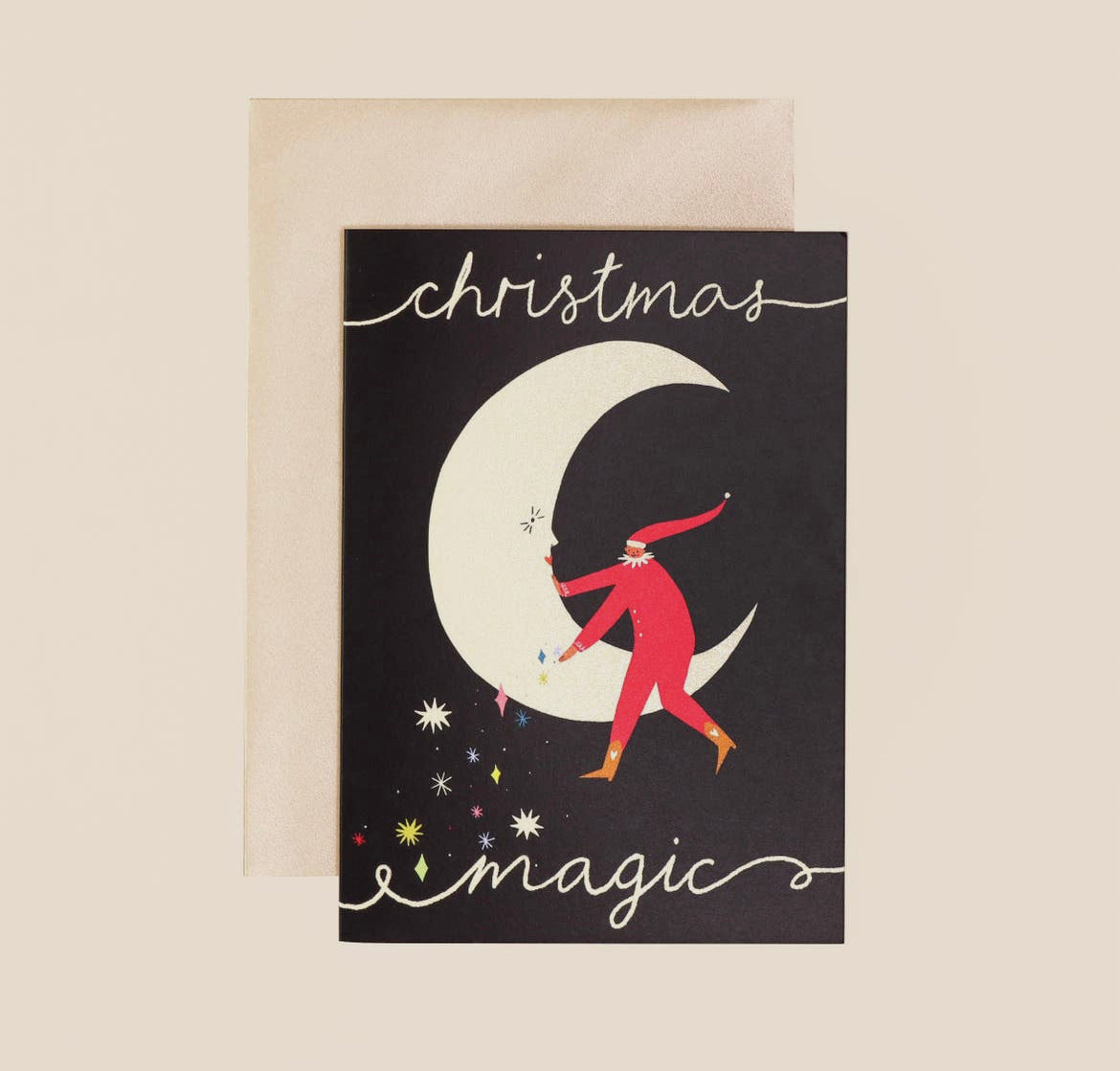 Christmas Magic Elf Moon Card