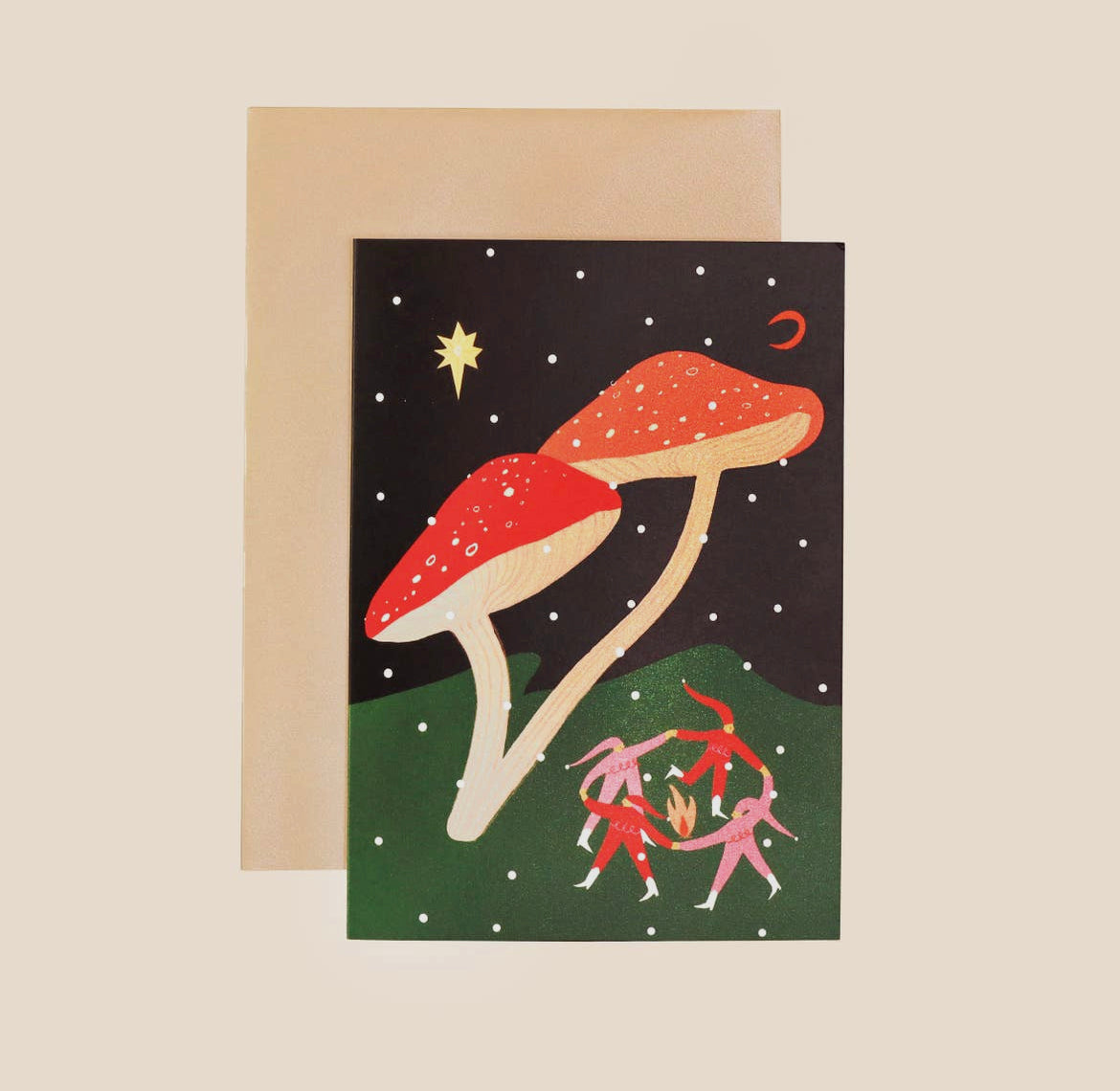Mushroom Elf Christmas Card