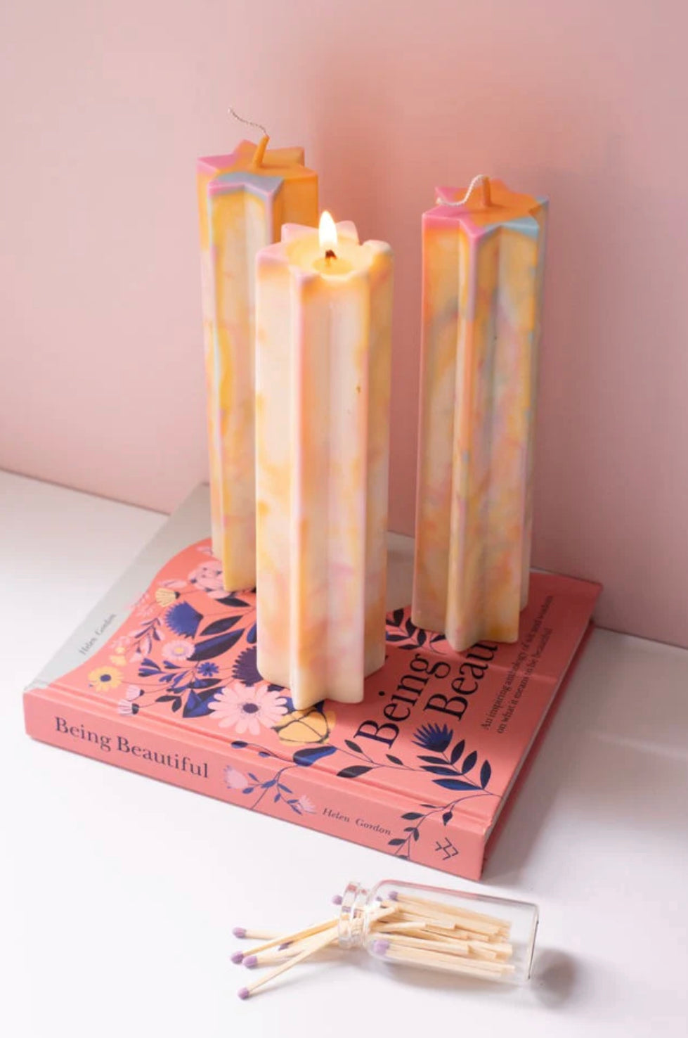 Tie Dye Star Pillar Candle