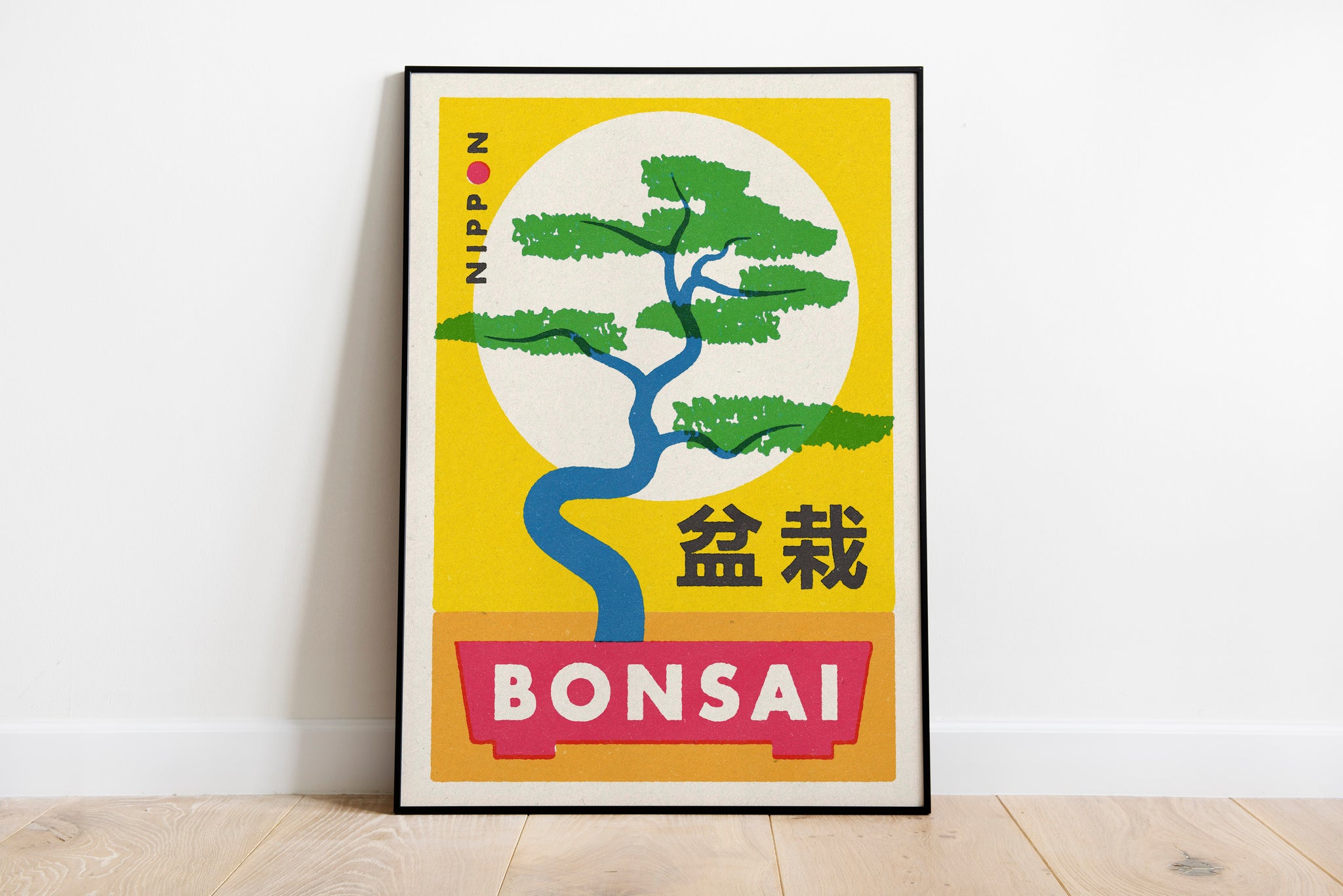 Japanese Bonsai Tree Matchbox Label Style Art Print