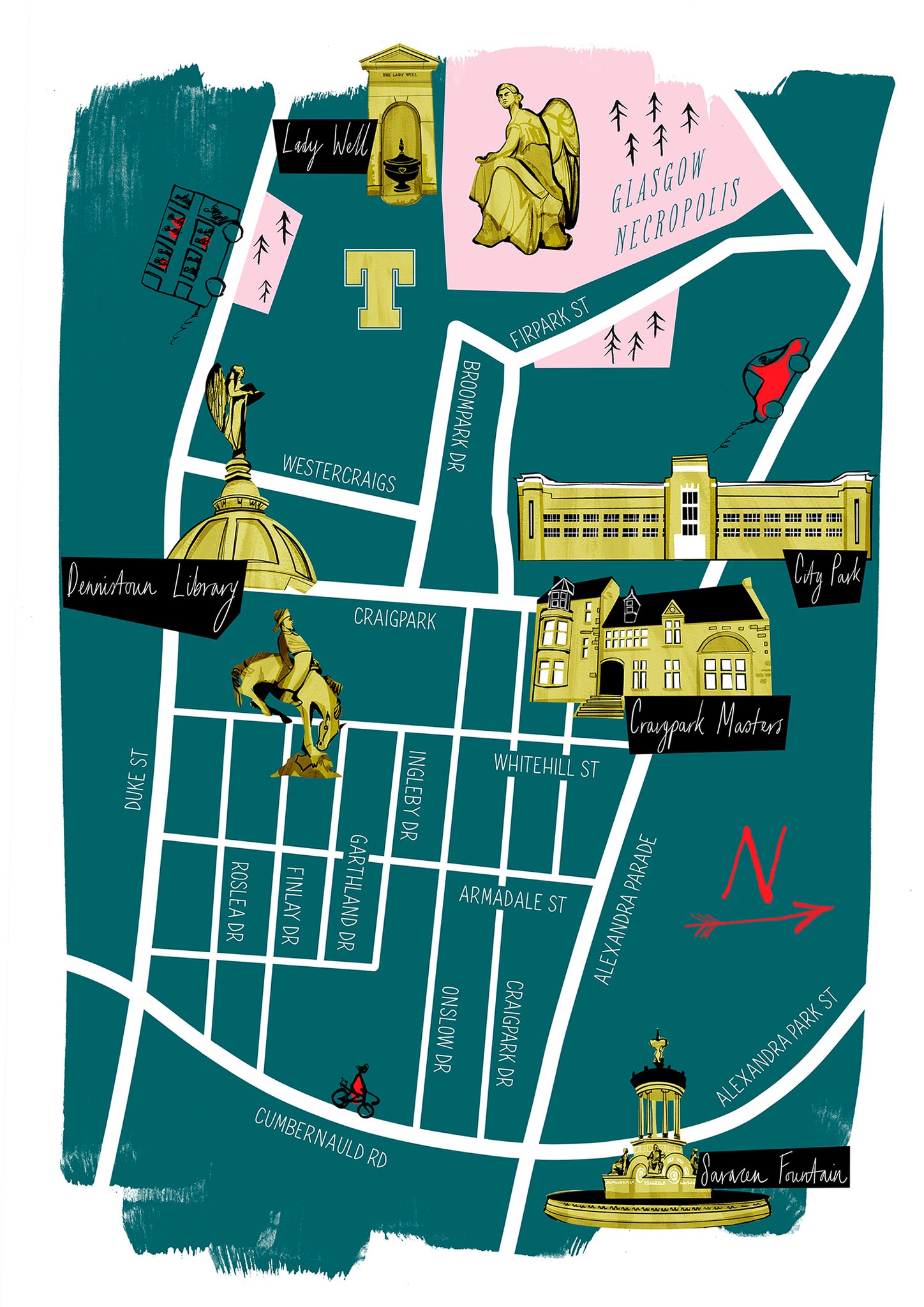 Dennistoun Illustrated Map Print