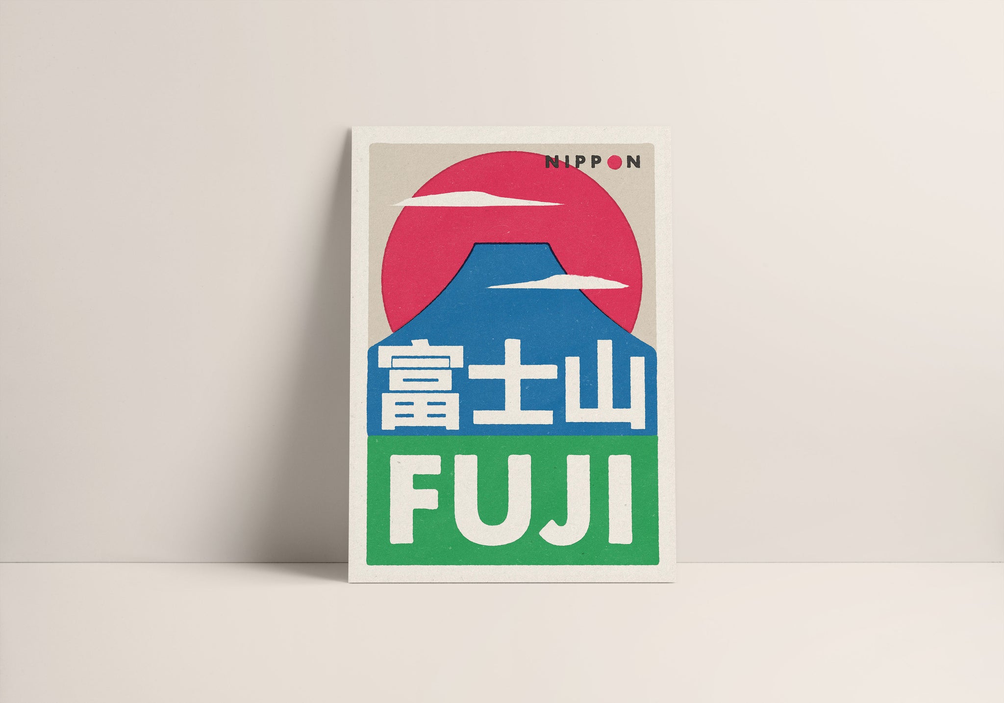 Mount Fuji Japanese Matchbox Label Style Art Print