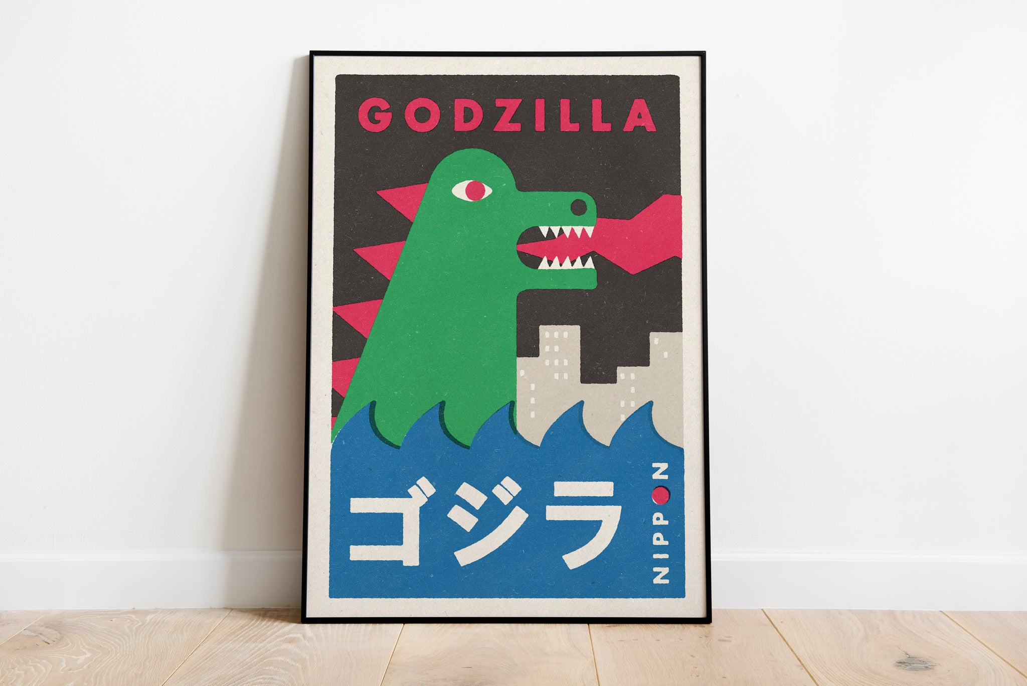 Godzilla Japanese Matchbox Label Style Art Print