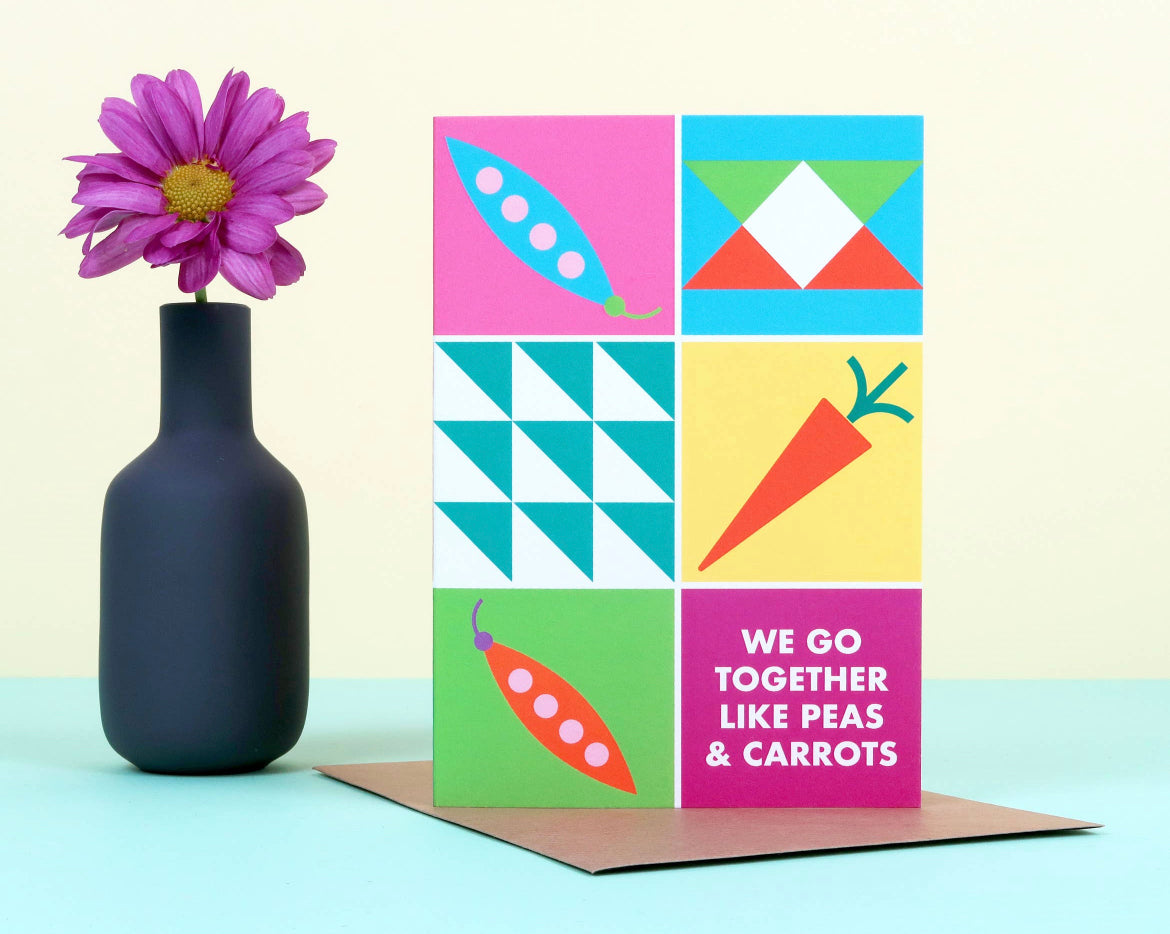 Colour Block Peas & Carrots Valentine's Card