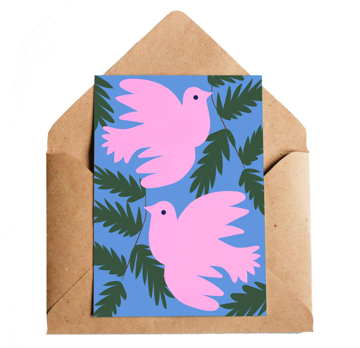 Pink Doves Christmas Card