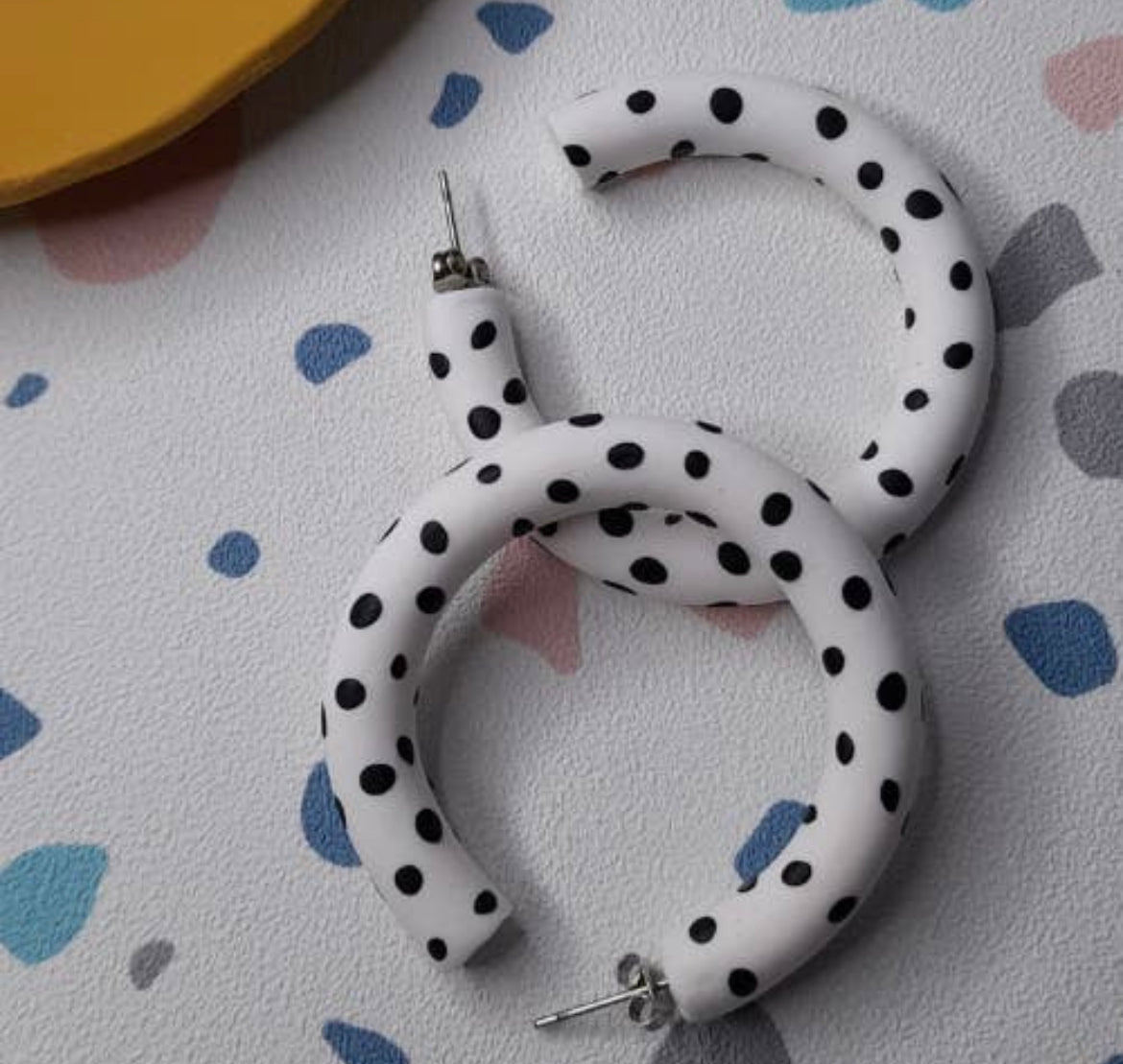 Dalmatian Spot Polymer Clay Hoop Earrings