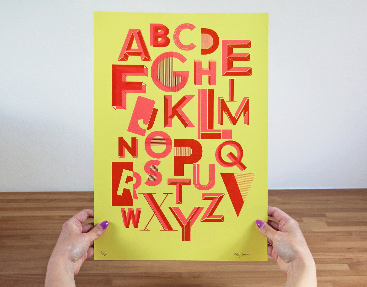 Alphabet Risograph Print