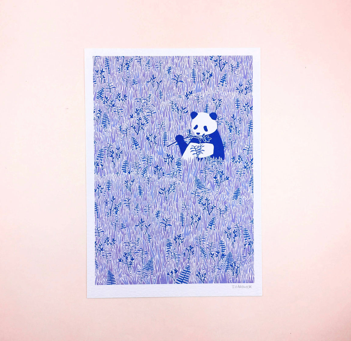 Panda in the Grass A5 Print