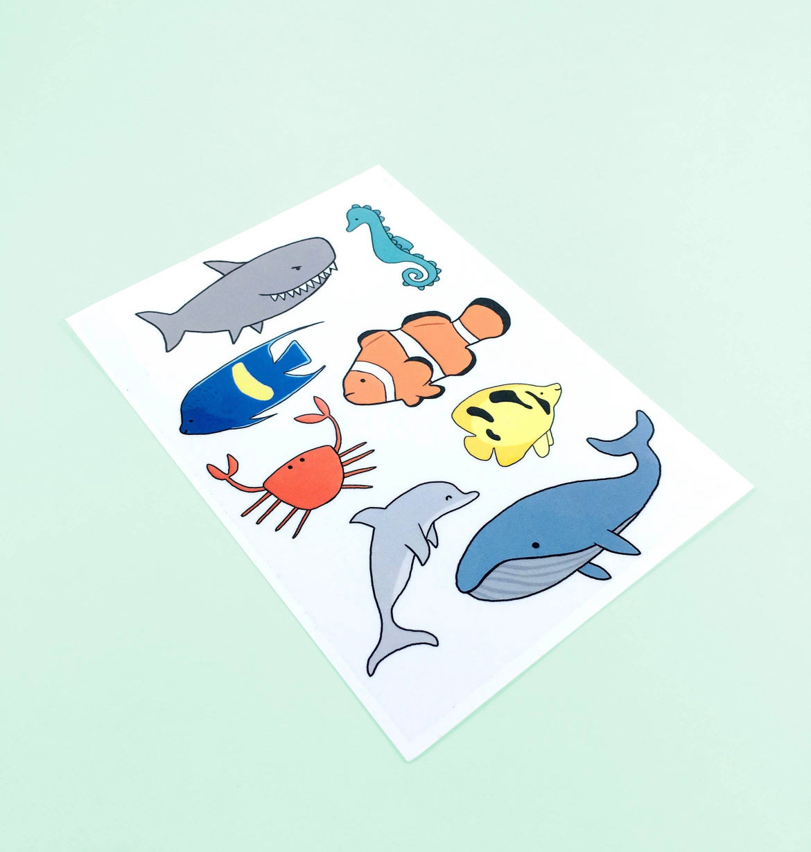 Ocean Animals Temporary Tattoo Sheet