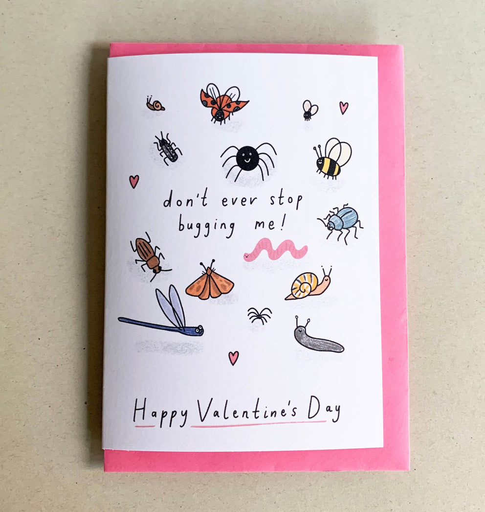 Don’t Stop Bugging Me Valentine’s Greeting Card