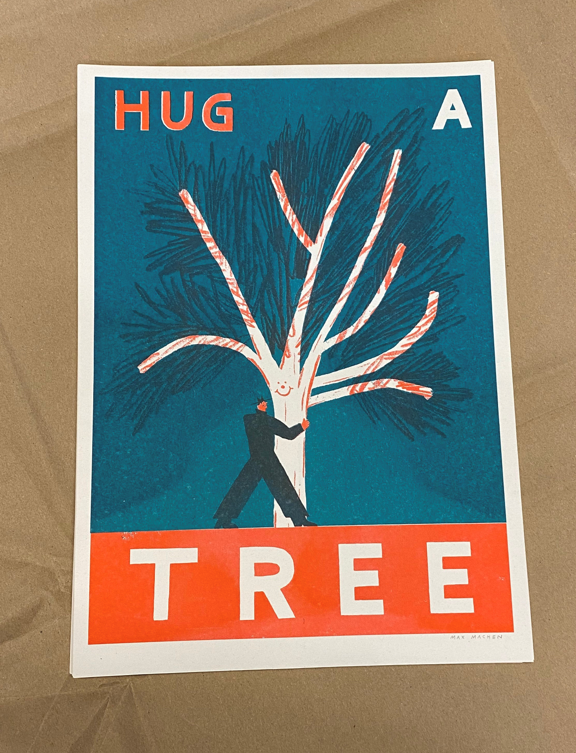 Hug a Tree A3 Riso Print