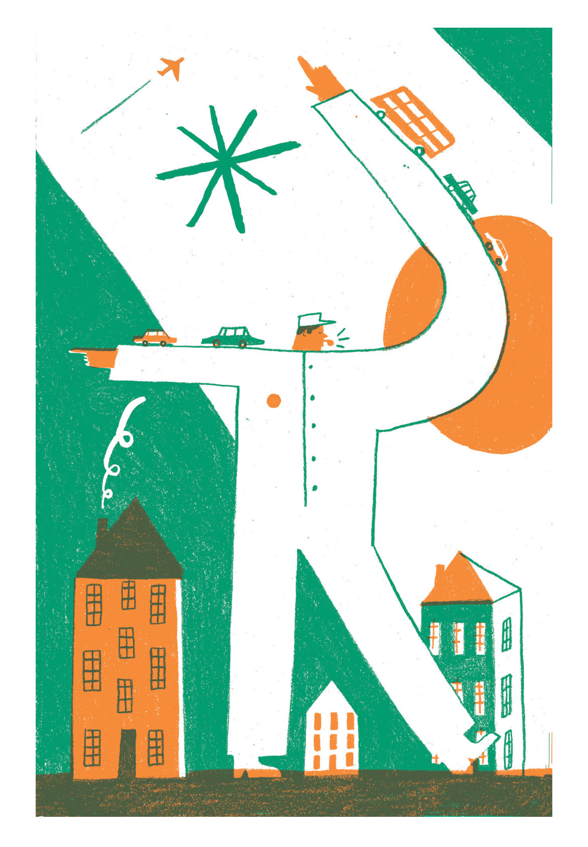 Directing Traffic A3 Riso Print