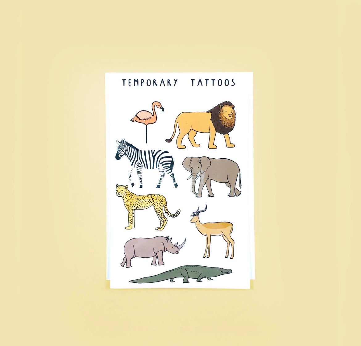 African Animals Temporary Tattoo Sheet