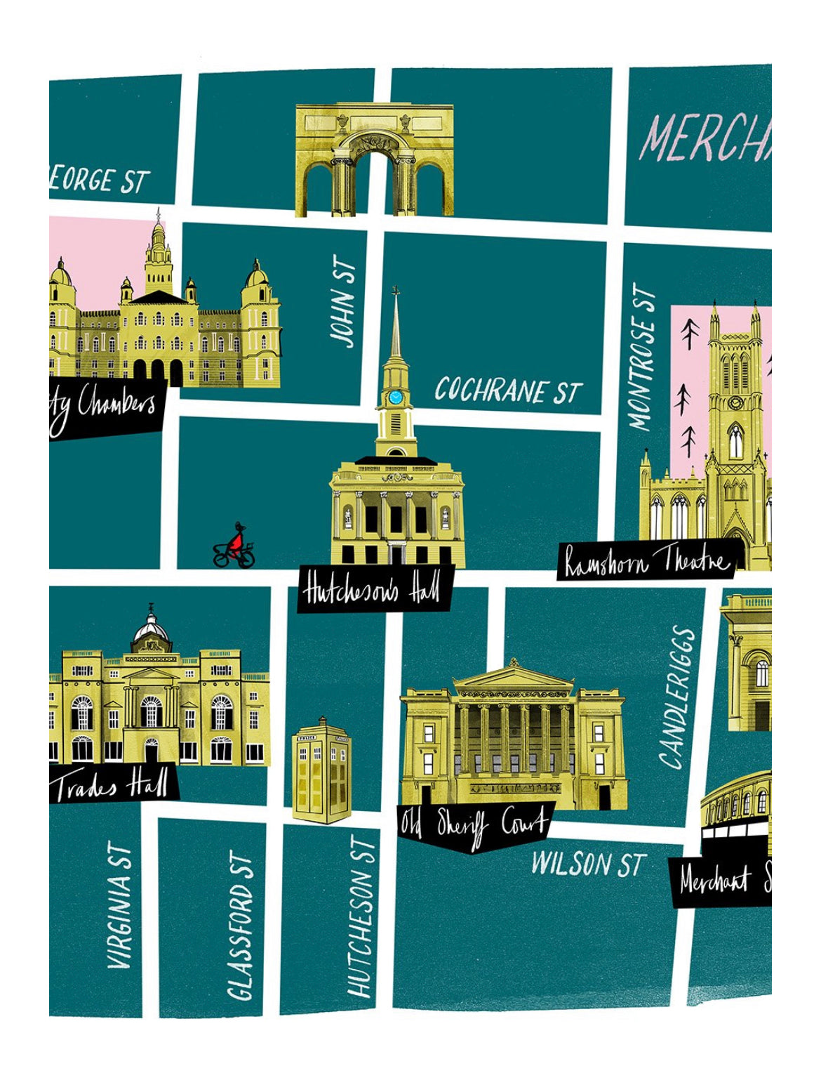 Merchant City Illustrated Map Print