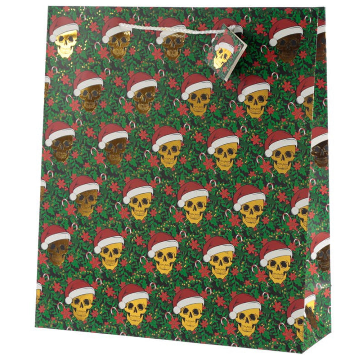 Christmas Skull Metallic Gift Bag