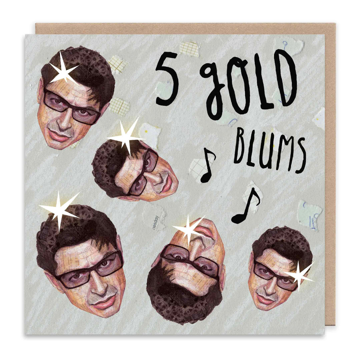 Five Gold Blums Christmas Card